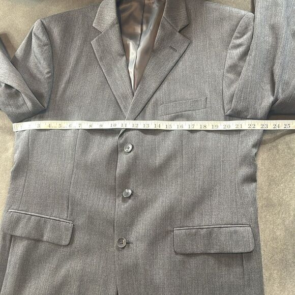 Men’s Perry Ellis Portfolio 2 Piece Gray Formal Suit Size 44 Jacket 36 Pants - Picture 7 of 15